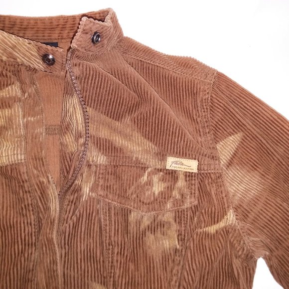 Fubu Jacket Women Small Corduroy Y2K Brown Tan Zip Up Pit to‎ Pit 17" Length 18" - Picture 4 of 12
